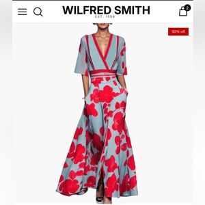 Floral Dress with V-Neck, Elegant & Long